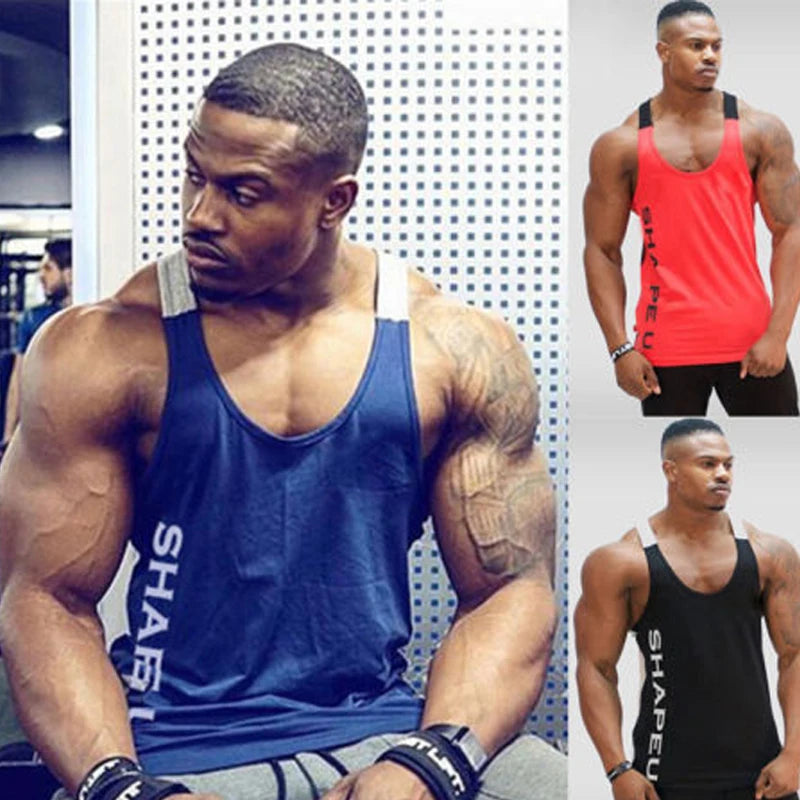 Sports Running T-Shirt Men Gym Fitness Tops Tee Shirt Stringer Bodybuilding Singlets Muscle Vest T Shirt Workout Shirt