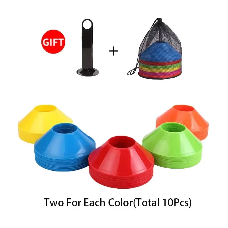 10Pcs Soccer Cones Disc Football Training Discs with Carry Bag Holder Agility Exercise Field Markers Sports Training Equipment