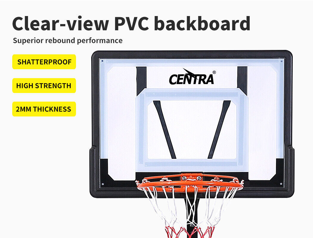 Centra Basketball Hoop Stand Kid Rim Ring System Large Backboard Net Adjustable