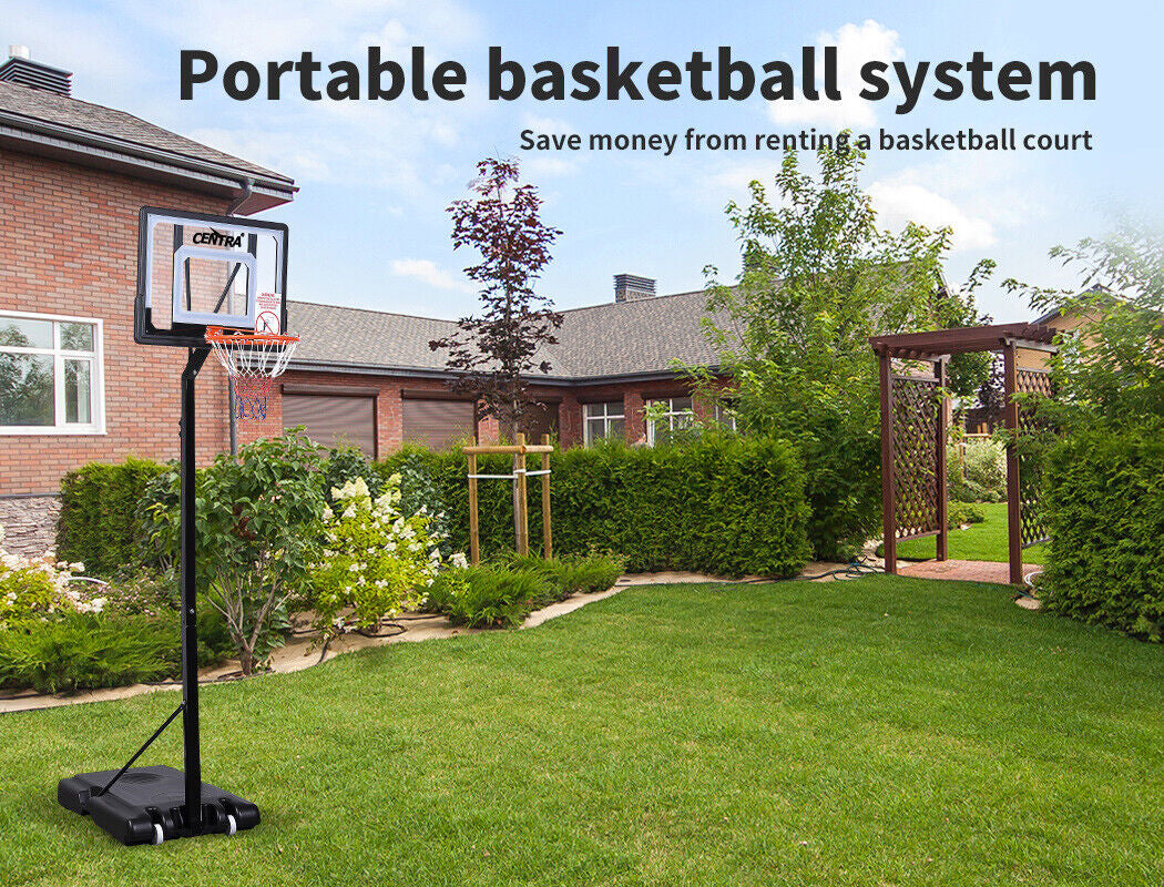 Centra Basketball Hoop Stand Kid Rim Ring System Large Backboard Net Adjustable