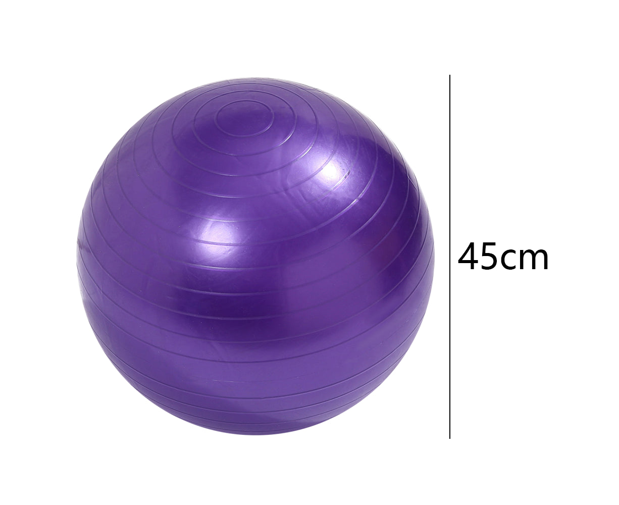 Exercise Ball Balance Ball with Pump for Yoga Pilates Stretching Fitness Home Gym Workout Training -Purple Glossy-45Cm