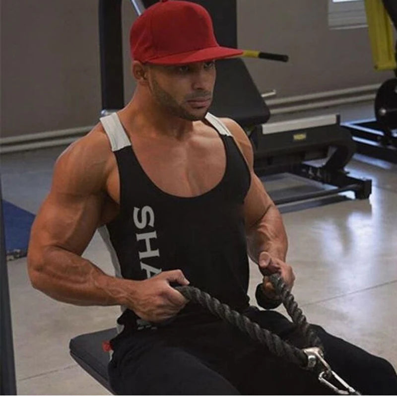 Sports Running T-Shirt Men Gym Fitness Tops Tee Shirt Stringer Bodybuilding Singlets Muscle Vest T Shirt Workout Shirt