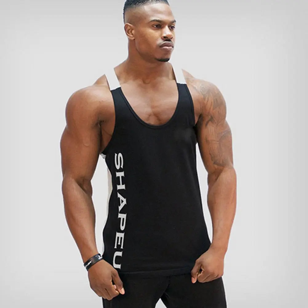 Sports Running T-Shirt Men Gym Fitness Tops Tee Shirt Stringer Bodybuilding Singlets Muscle Vest T Shirt Workout Shirt